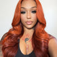 6x5 invisible knots Glueless Ginger Ombre Loose Body Wave Wig Pre-cut Lace Beginner Friendly