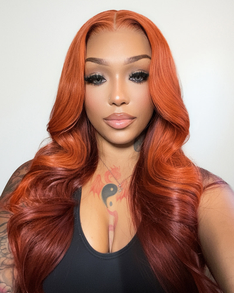 6x5 invisible knots Glueless Ginger Ombre Loose Body Wave Wig Pre-cut Lace Beginner Friendly