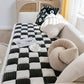 Cream Plaid Fuzzy Pet Mat