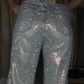 Women’s Sparkling Rhinestone Wide-Leg Denim Pants