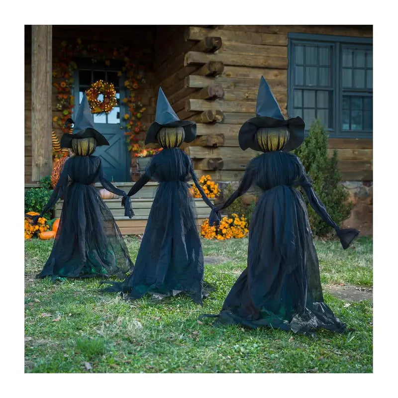 3 Light Up Witch Statues