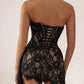 Black Lace Corset Draped Mini Dress