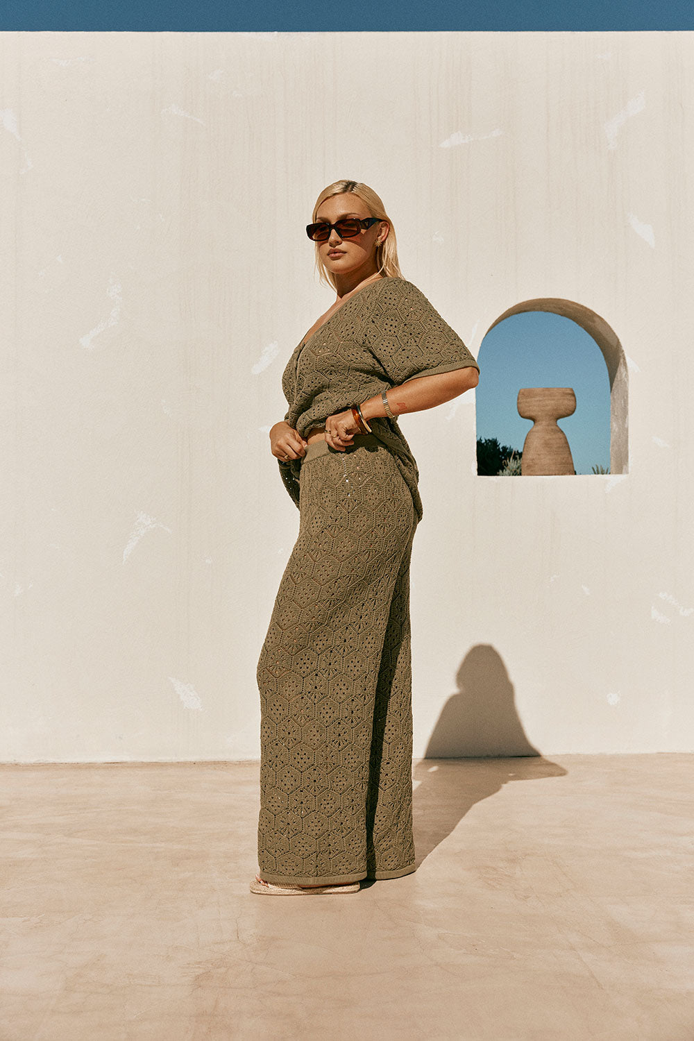 Crochet Cotton Wide-Leg Pants