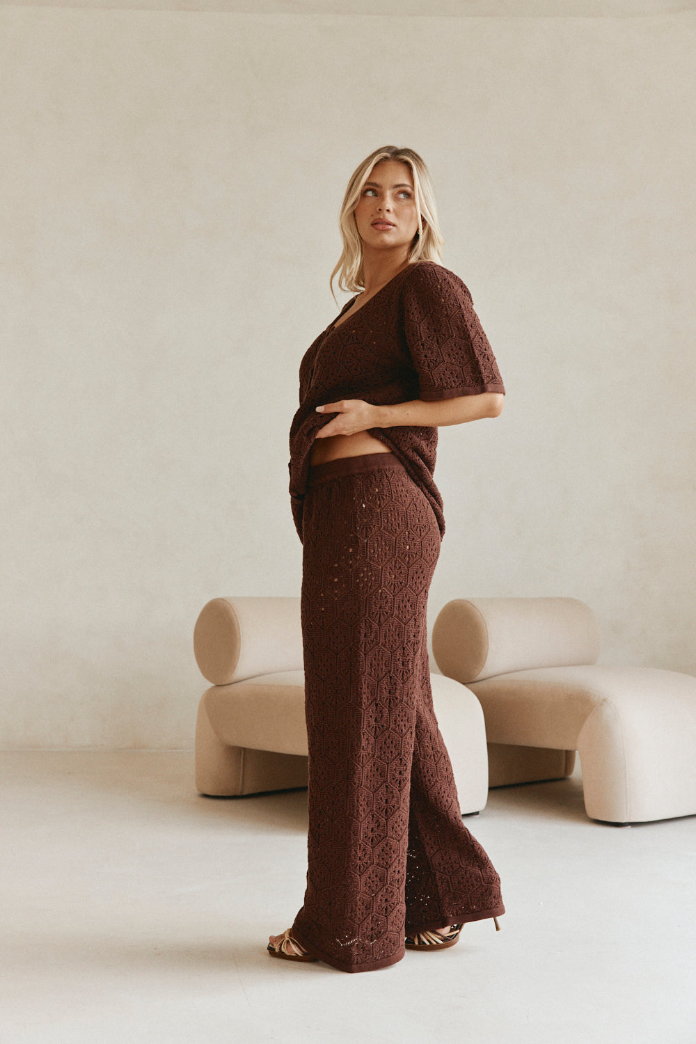 Crochet Cotton Wide-Leg Pants